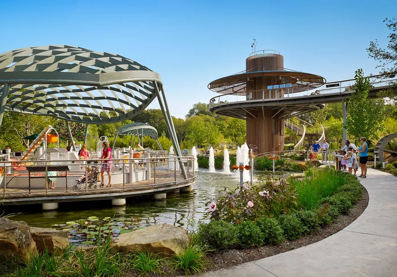 An amusement park with rides